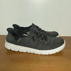 Skechers Men's Size 8.5 Shoes Swift Fit Easy On Hands Free Lace Up Moc Toe Black